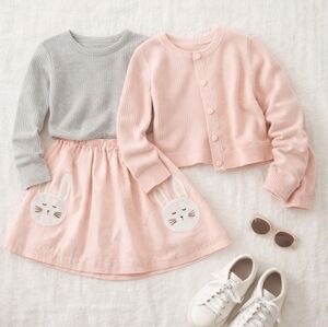 Hanna Andersson Bunny Appliqué Skirt Girls 10 Pink Lined Elastic Waist SS20